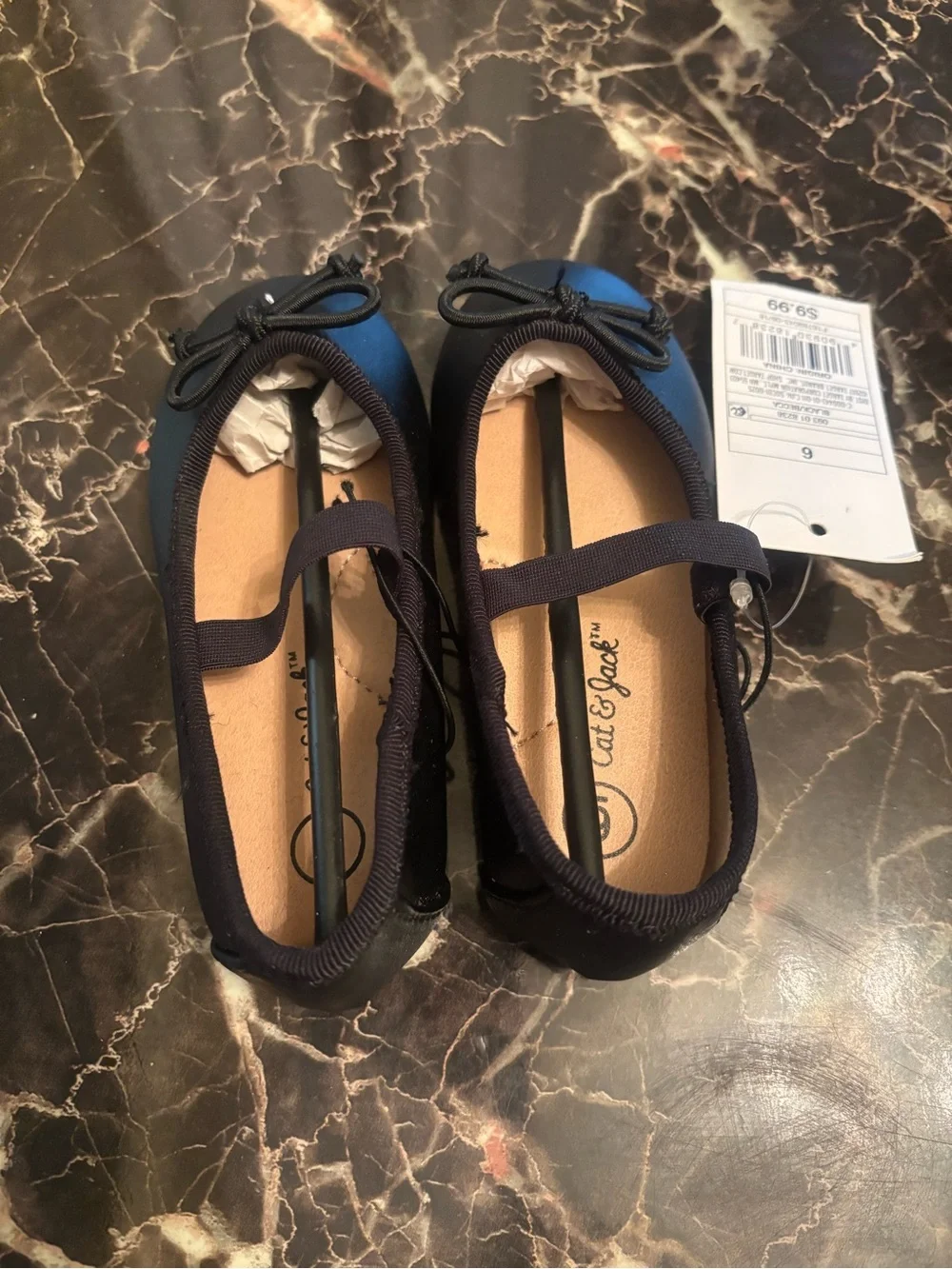 Cat & Jack Black Girls' Mary Jane Flats with Bow Accent